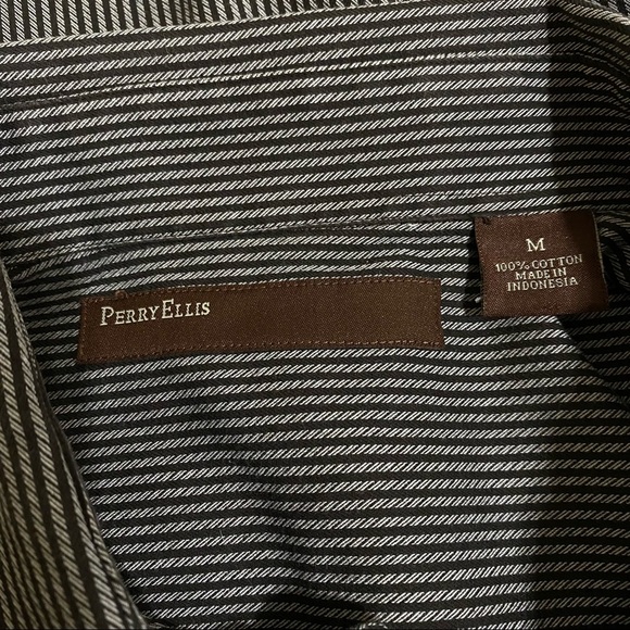 Perry Ellis Men’s Striped Long Sleeve Pocket Front Dress Shirt - Picture 7 of 9
